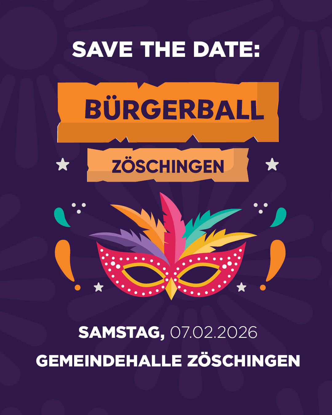 Gestaltetes Plakat für den Bürgerball in Zöschingen